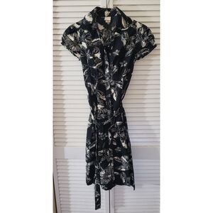 Black with White Floral Print Merona Dress – Size XS